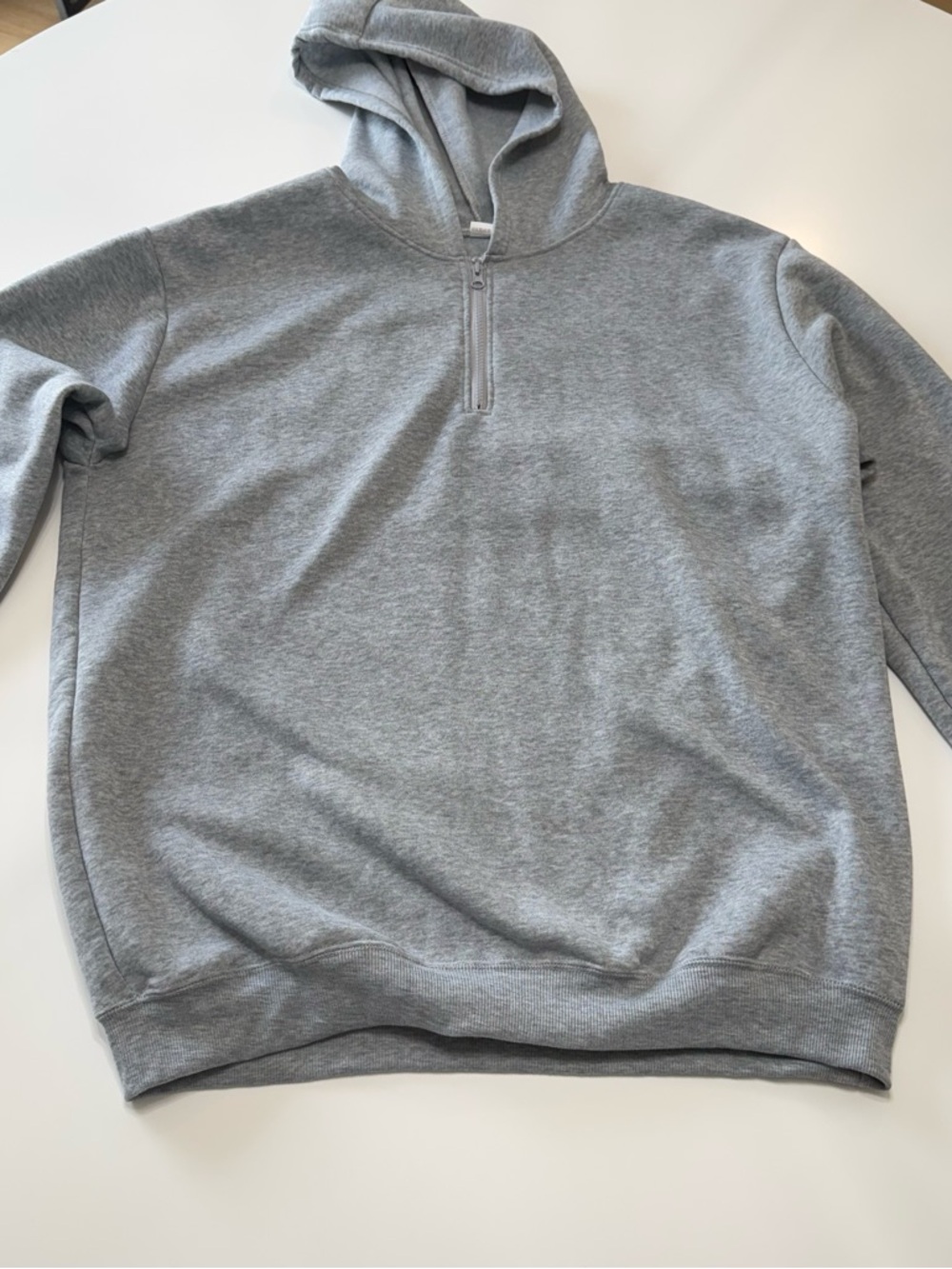 Men's Quarter-Zip Hooded Sweater in Heather Grey
